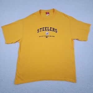 Pittsburgh Steelers Embroidered‎ Short Sleeve Crewneck Shirt Mens XL Yellow